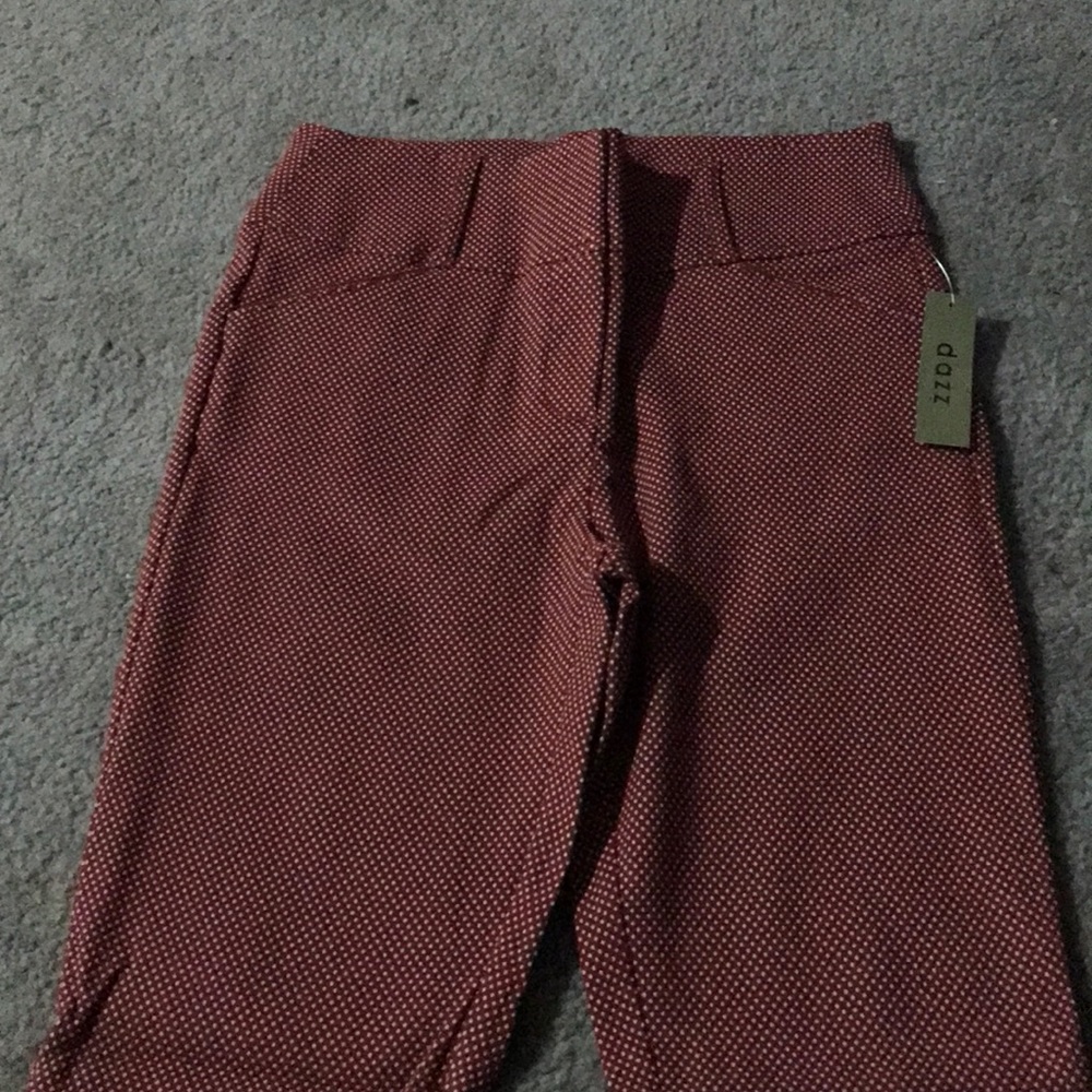 Burgundy Polka dotted dress pants